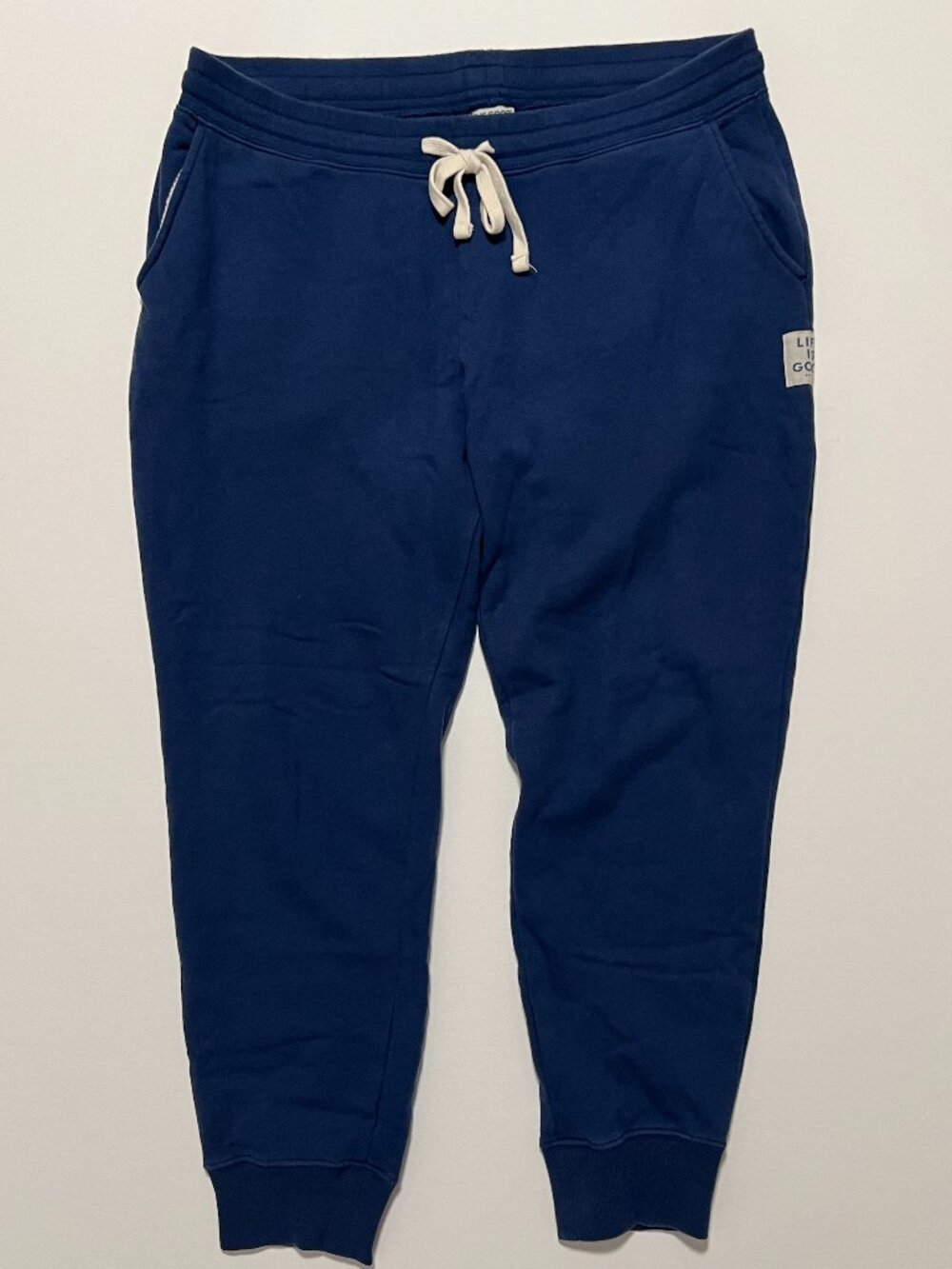 Life Is Good Sweatpants Comfy Joggers Tapered Comfy Navy Blue Women's size XL